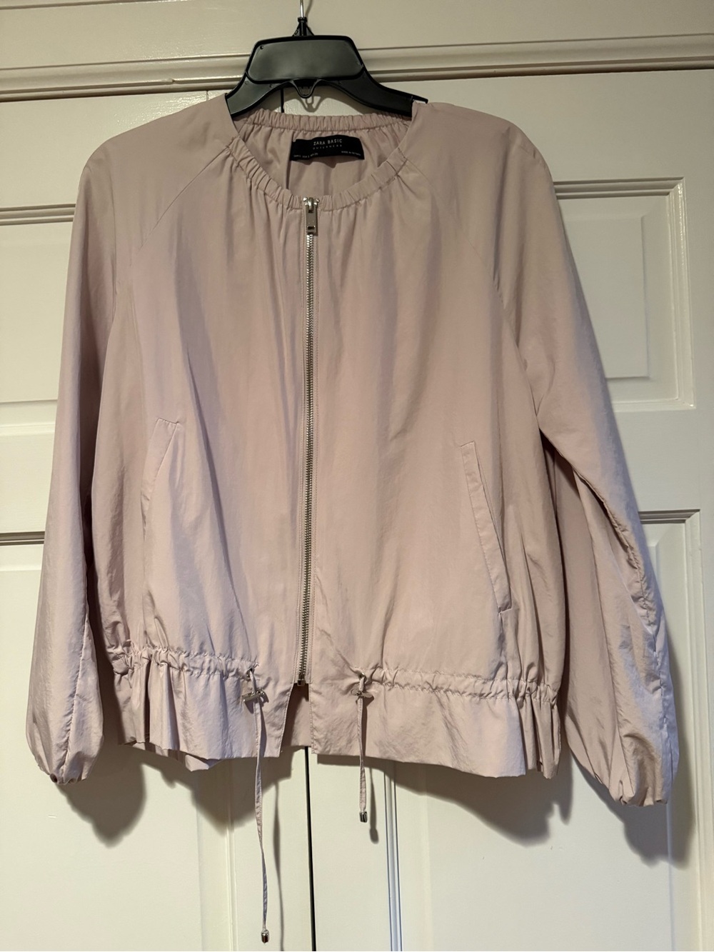 Zara Light Pink Women's Zip-Front Bomber Jacket